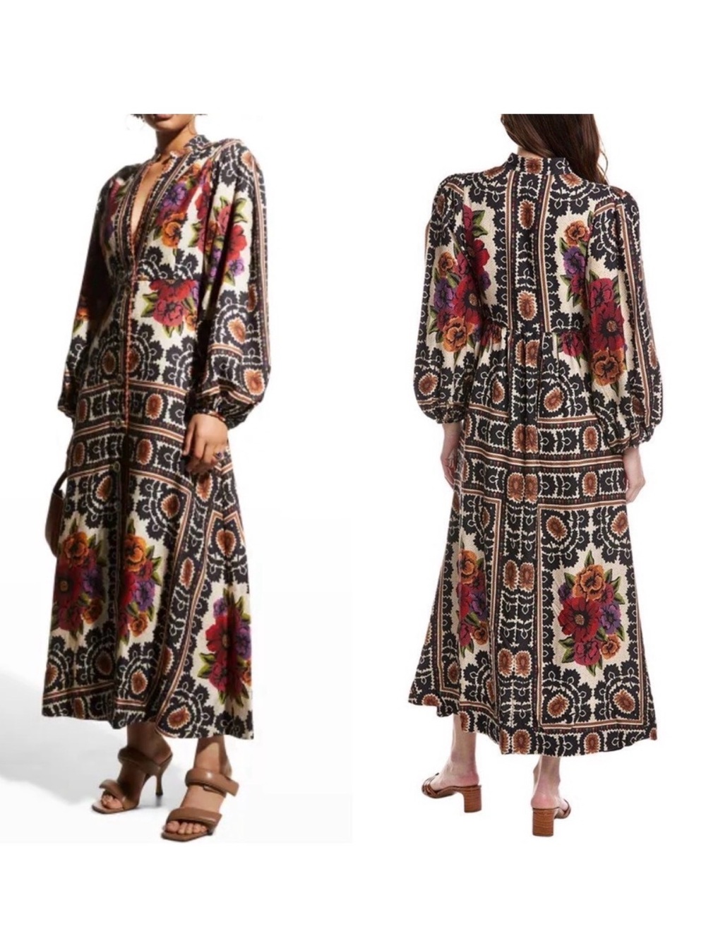 Farm Rio Flower Tapestry Maxi Dress – Size Medium – Floral Boho Midi/Maxi - Picture 2 of 8